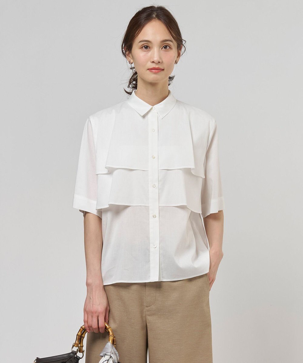 J.PRESS LADIES L 【WEB限定カラーあり・一枚で着映え】ラミーポプリン ティアード シャツ 
