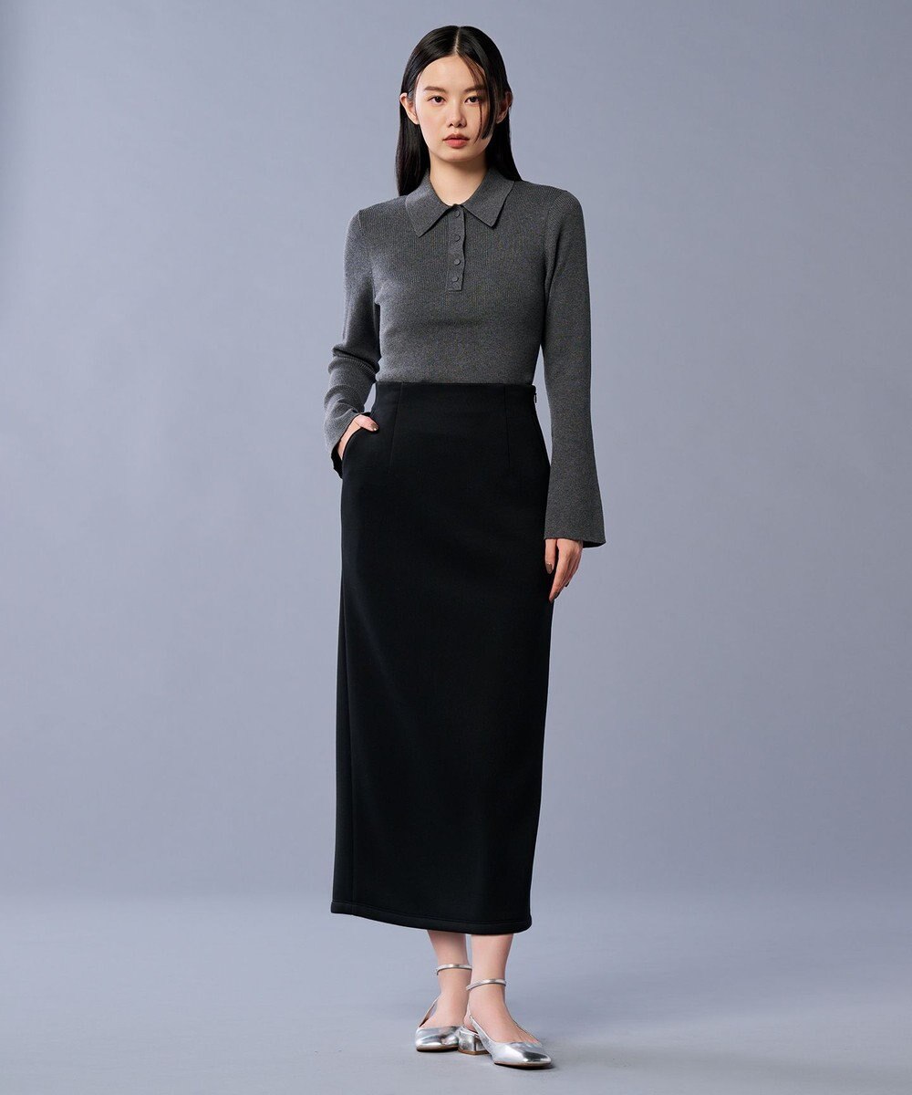 uncrave 【洗濯機洗い可】リブ フレアスリーブポロニット（uncrave STANDARD） 