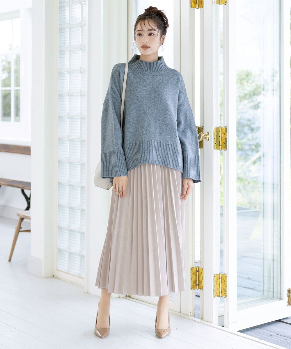 Tiaclasse L 【洗える】モックネックポインテルニットトップス 