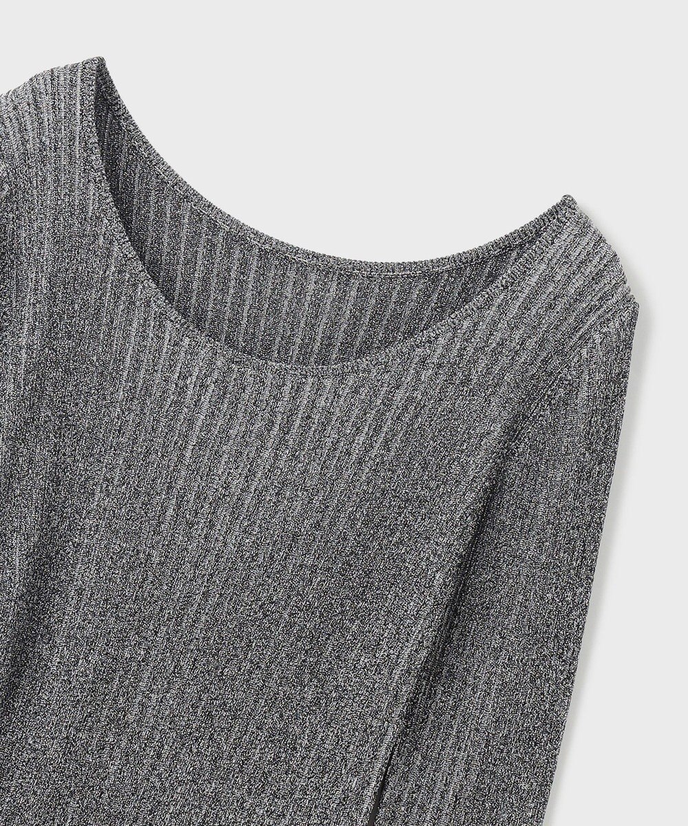 GRACE CONTINENTAL ラメリブクルーネックトップ 