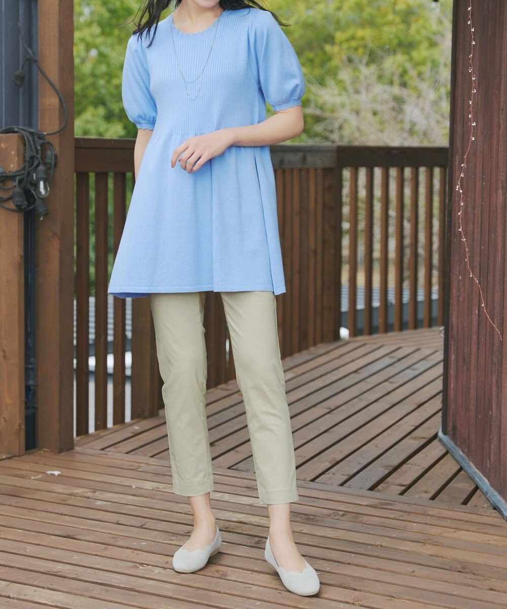 Tiaclasse L 麻混ストレッチテーパードパンツ 