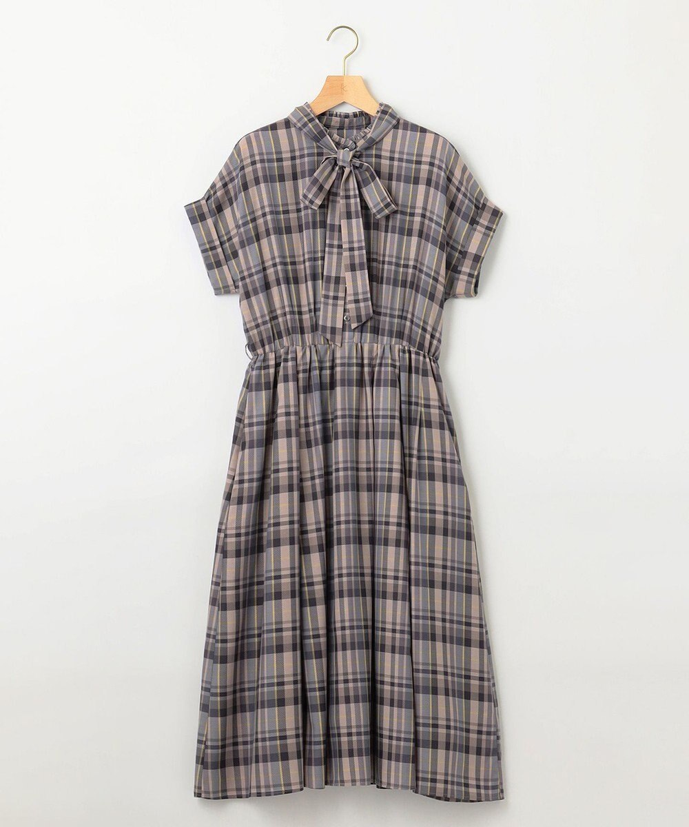 組曲 【リボンタイ付き】シアーツイルチェック ワンピース 