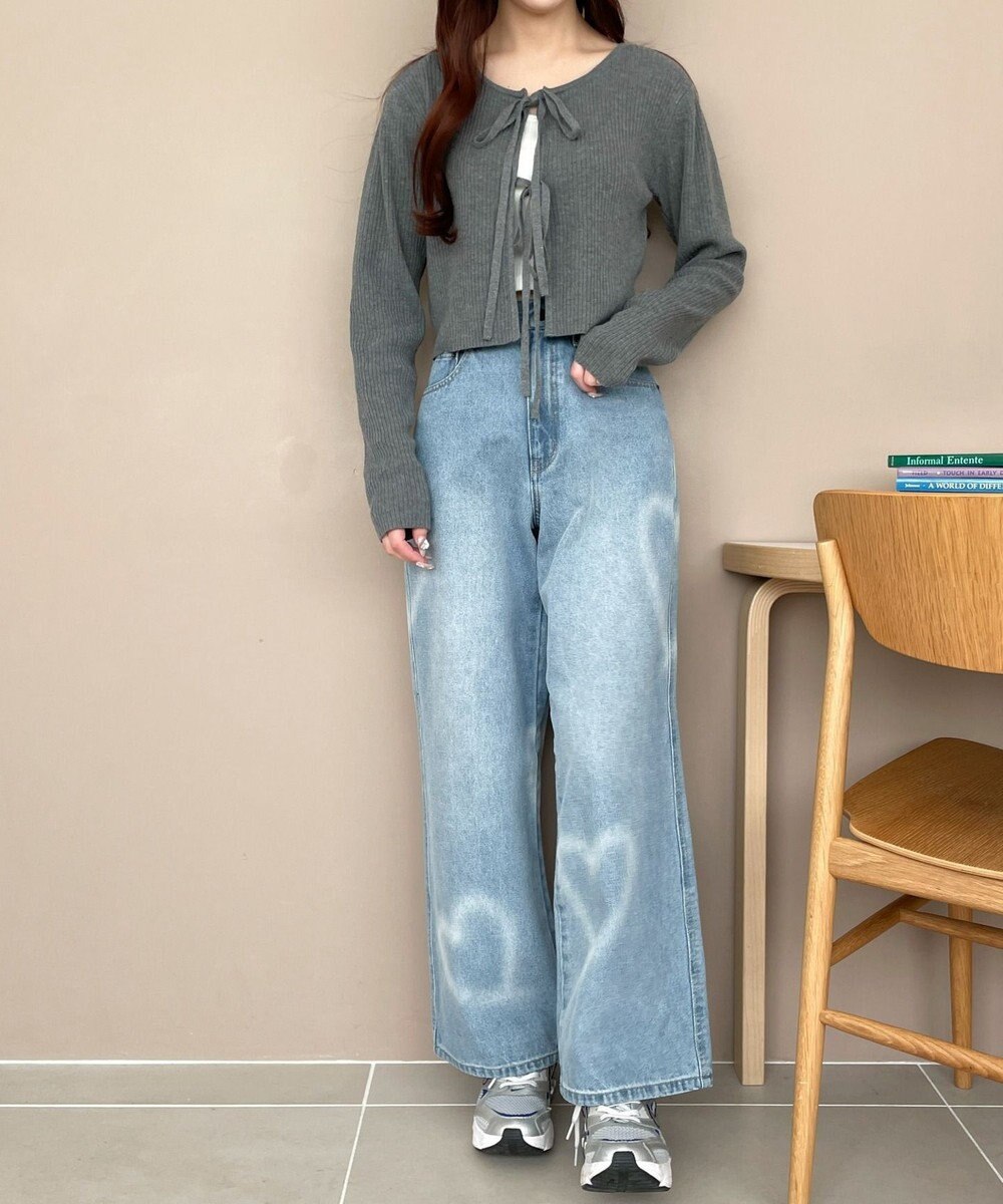 WEGO スプレーペイントストレートデニムパンツ 