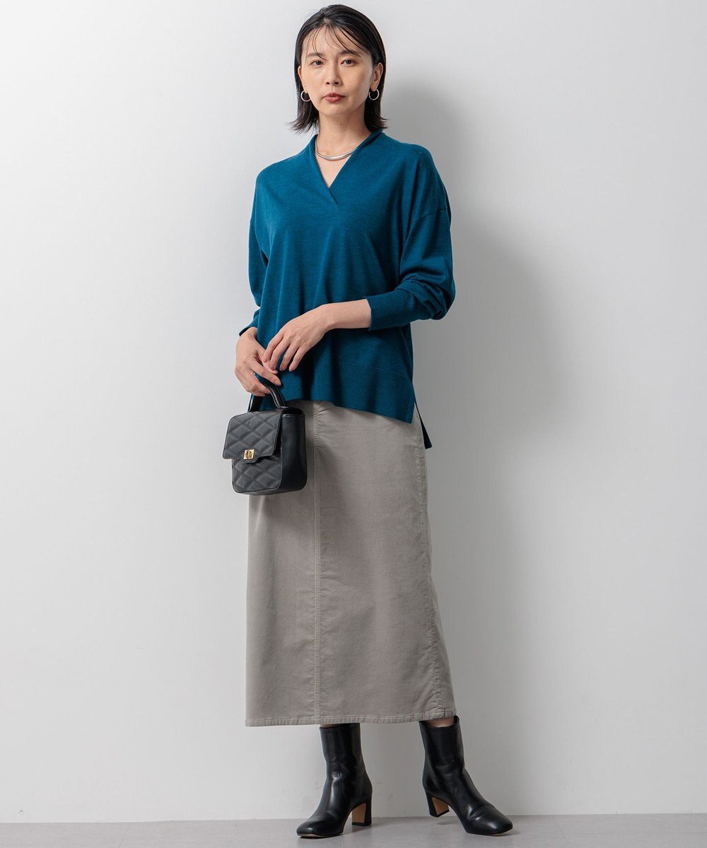 23区 【洗える】23区DENIM ベルベットストレッチ Aライン スカート 