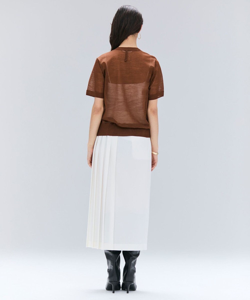 BEIGE， 【洗える・GLOW 10月号掲載】CADDO / シアーウールメッセージロゴＴニット 