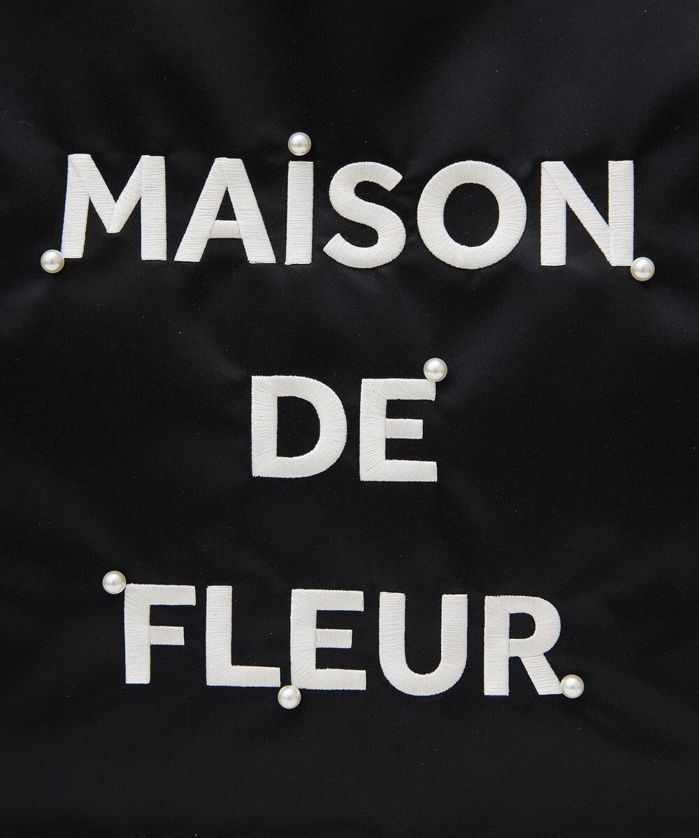 Maison de FLEUR サテンパールブランドロゴ刺繍トートバッグ 