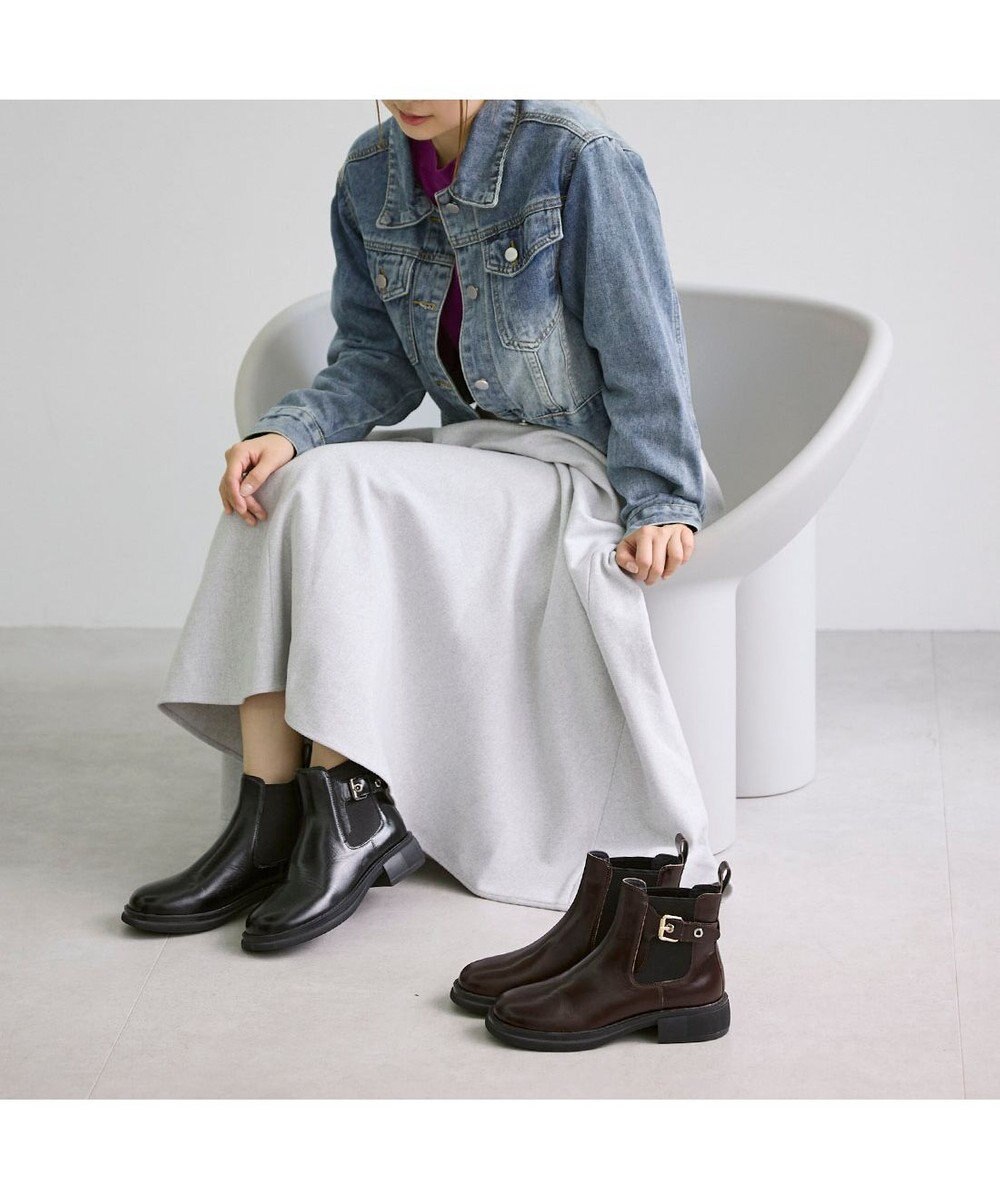 MODE ET JACOMO <carino>本革サイドゴアベルテッドショートブーツ 