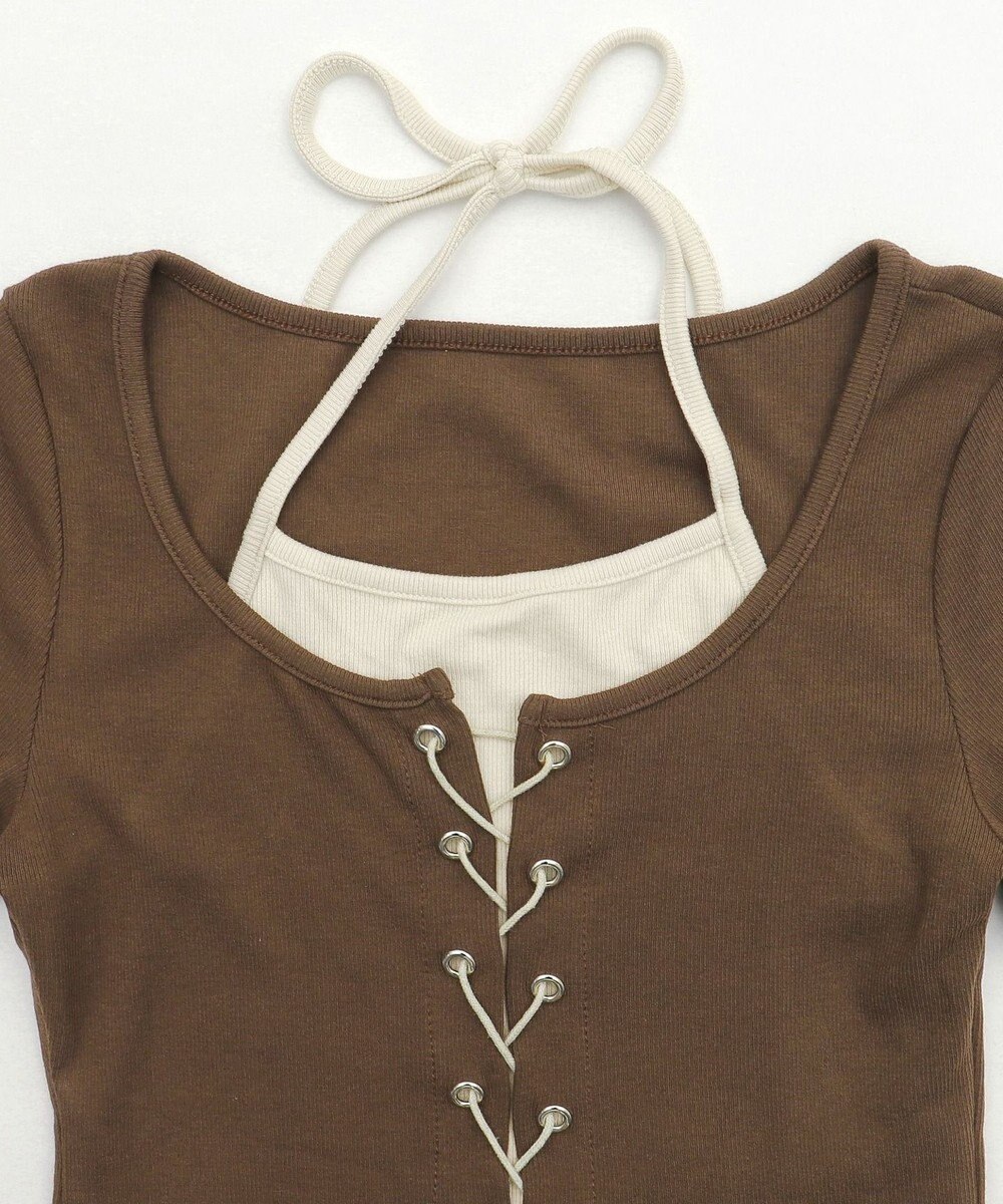 WEGO フロントレースアップレイヤードT 