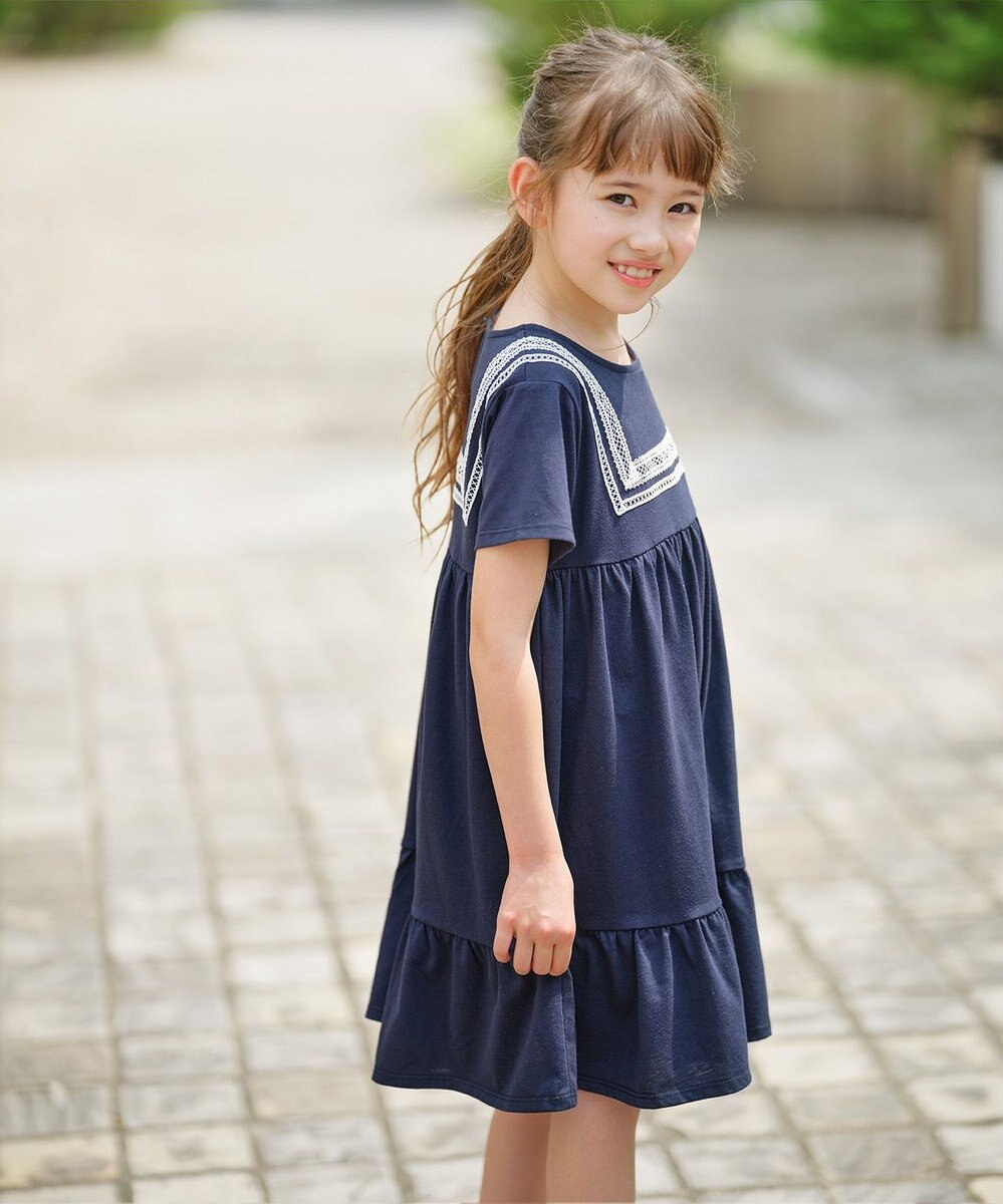 組曲 KIDS 【UVカット】【150-160㎝】セーラーレース ワンピース 