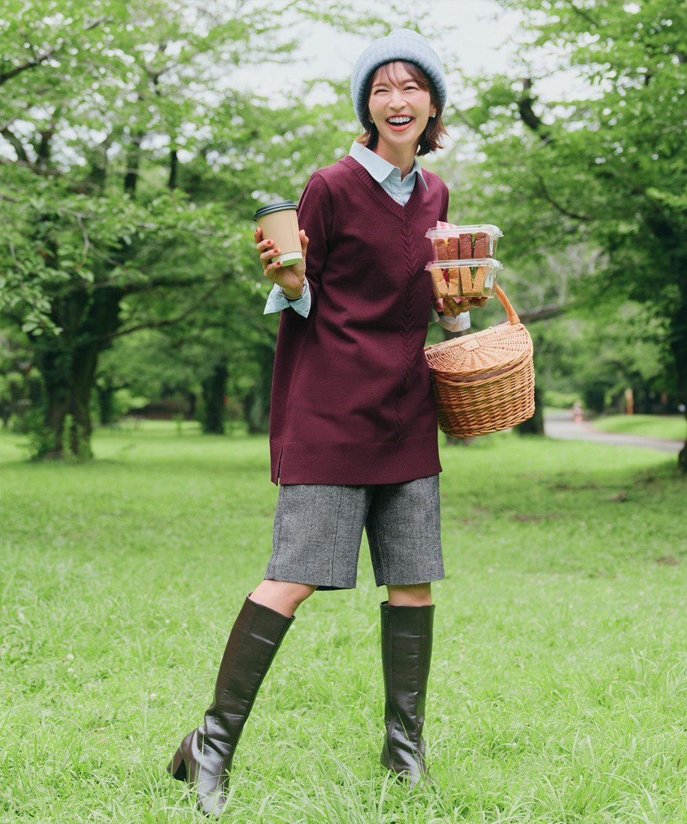 Tiaclasse 【洗える】ウール調キュロットパンツ 