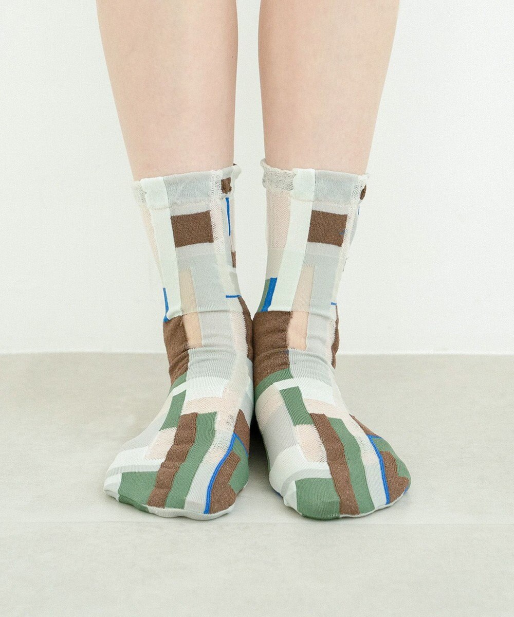 COQ MOSS MEMORY シアーパッチワークソックス 