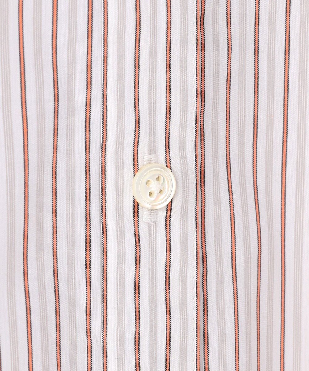 J.PRESS LADIES BEZコットンナイロン ストライプ フリル襟 ブラウス 