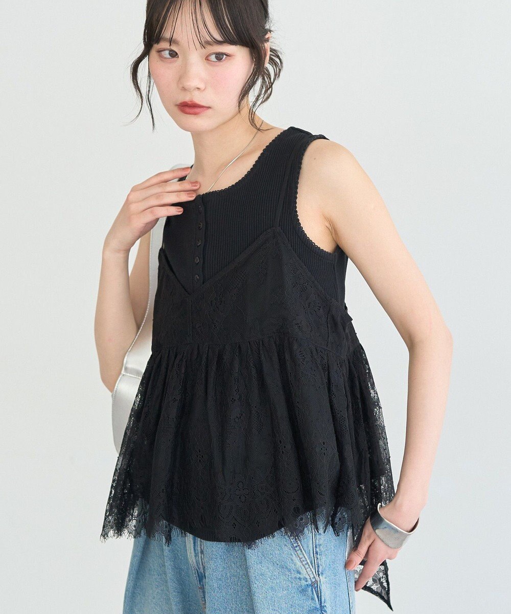 earth music&ecology フリンジレースバックリボンキャミ 