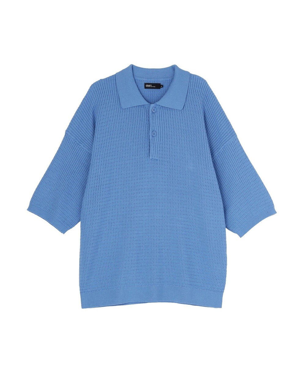 CRAFT STANDARD BOUTIQUE 透かし編み半袖ニットポロシャツ 