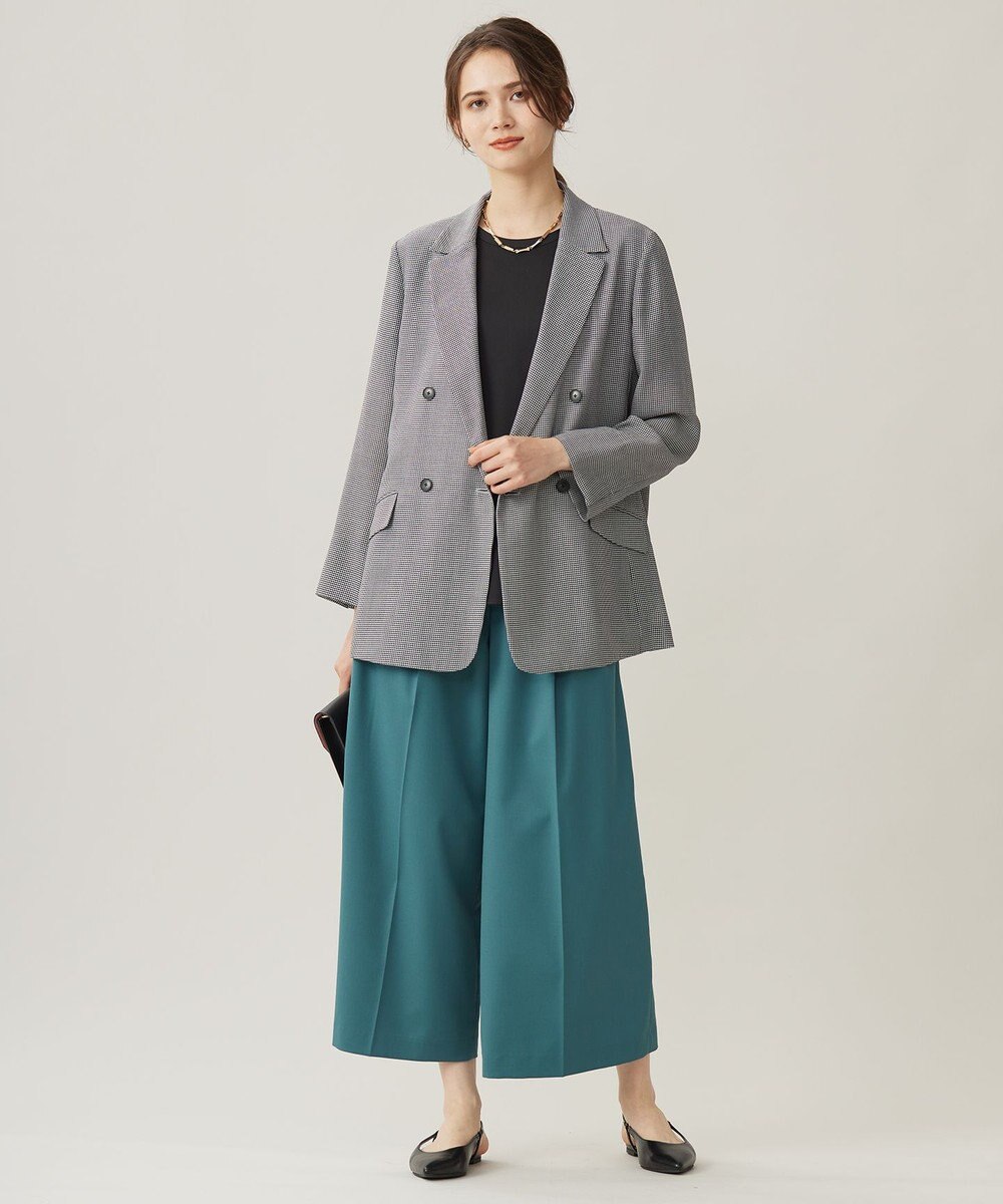 自由区 S 【洗える】TWラチネストレッチワイドクロップド パンツ 