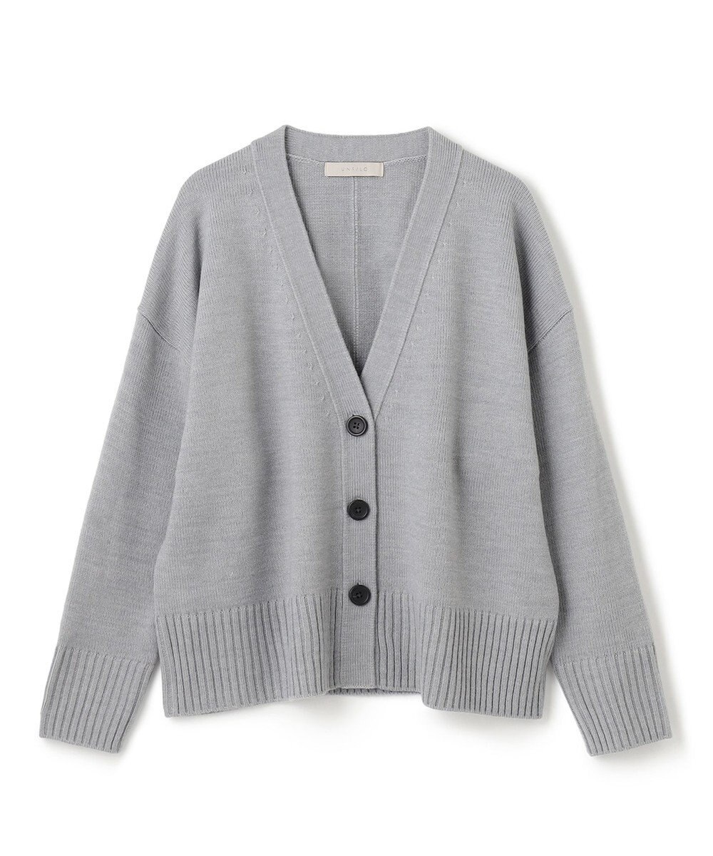 UNFILO 【洗える】クロップド Vネック カーディガン 