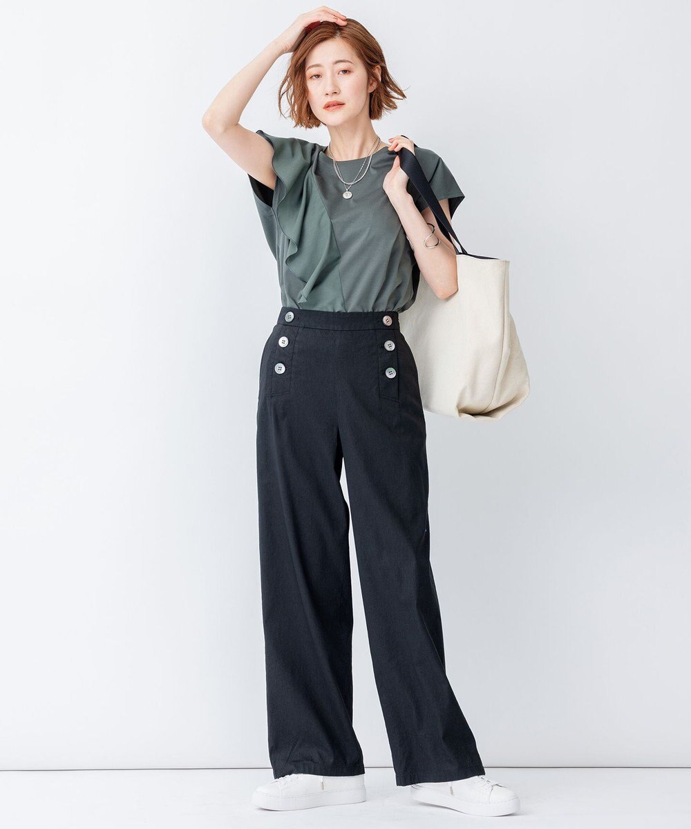 23区 【洗える】リネンヴィスコースストレッチ マリンパンツ 