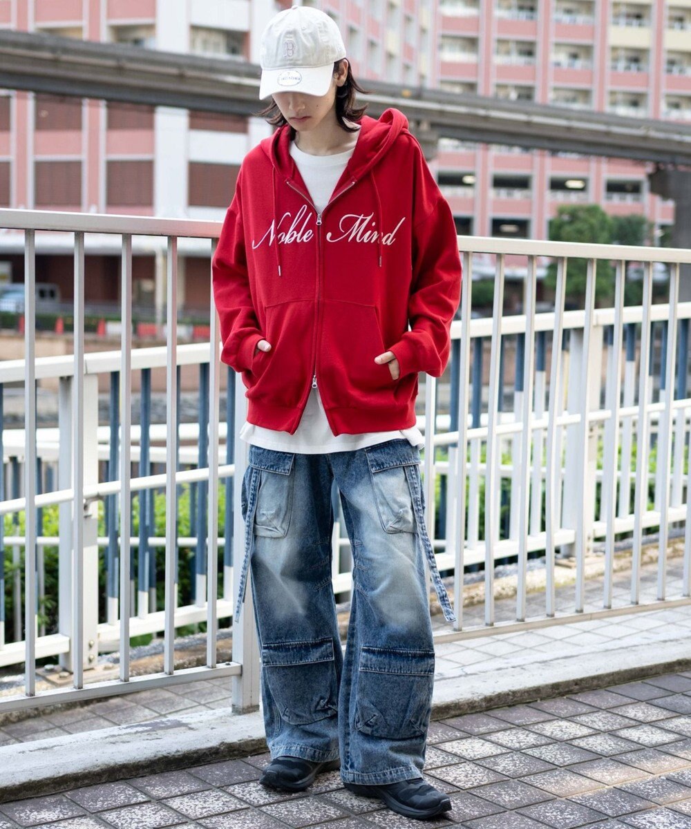 WEGO 【25年秋冬新作/ユニセックス着用ITEM/SMLサイズ展開】グラフィックロゴダブルZIPパーカー 