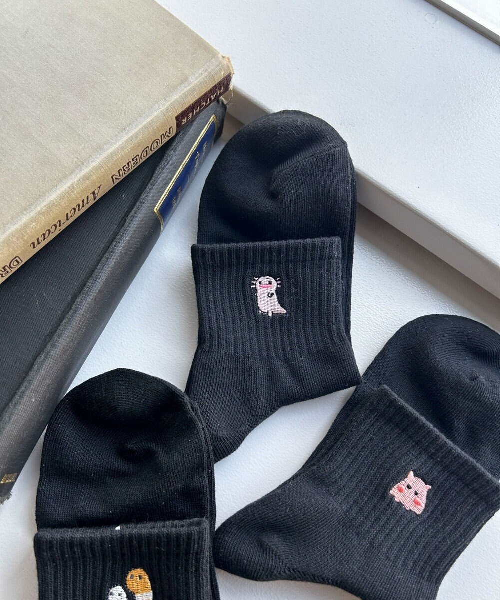 WEGO シーアニマル刺繍アンクルソックス 