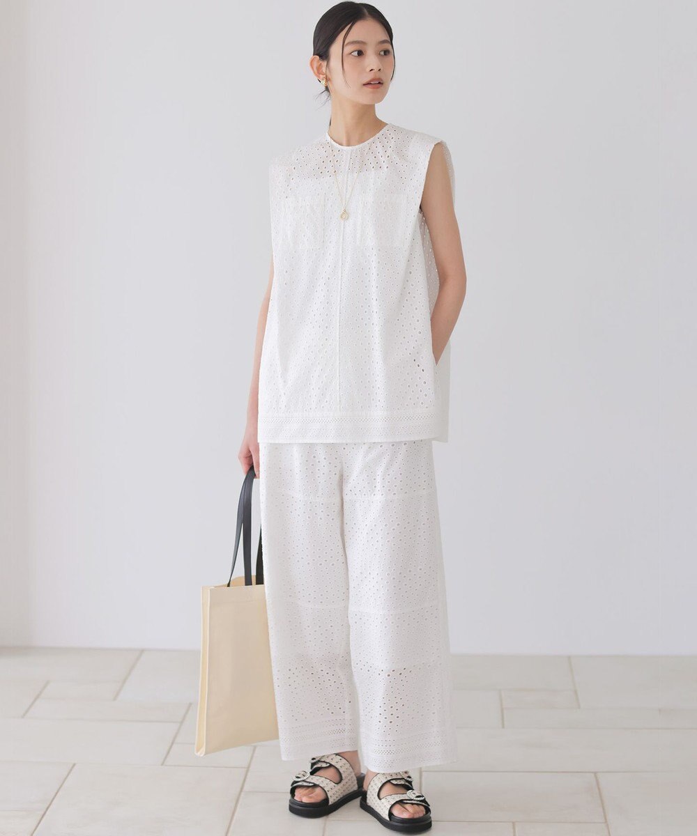 組曲 【WEB限定】エンブロイダリーレースノースリーブ ブラウス 