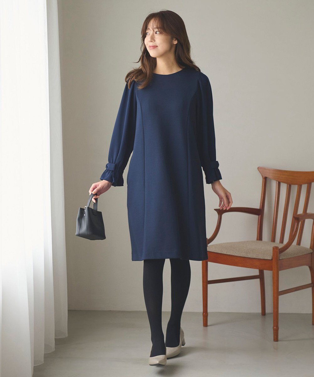 Feroux 【洗える】リボンスリーブダンボール ワンピース 