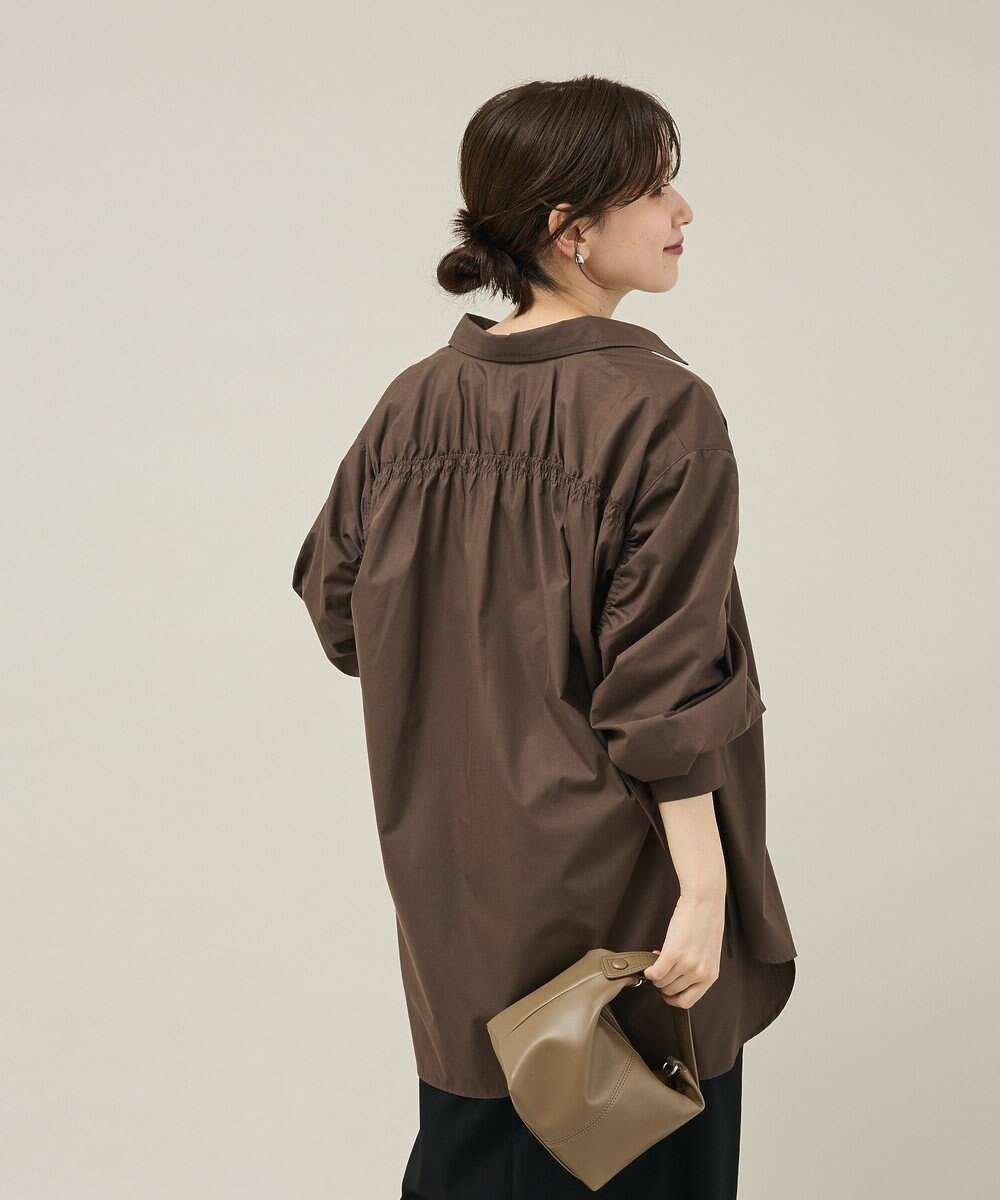 Green Parks イージーケア袖シャーリングシャツ 