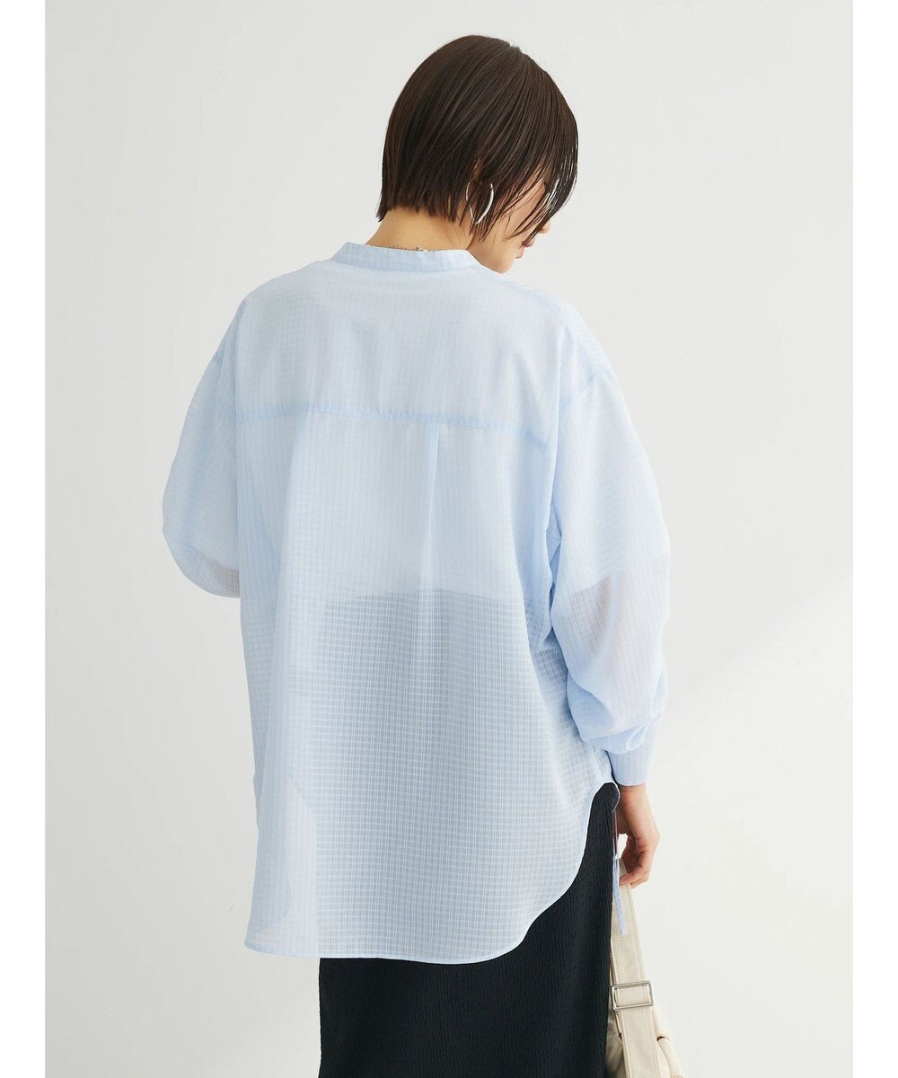 Green Parks シアーチェック袖ドロストシャツチュニック 