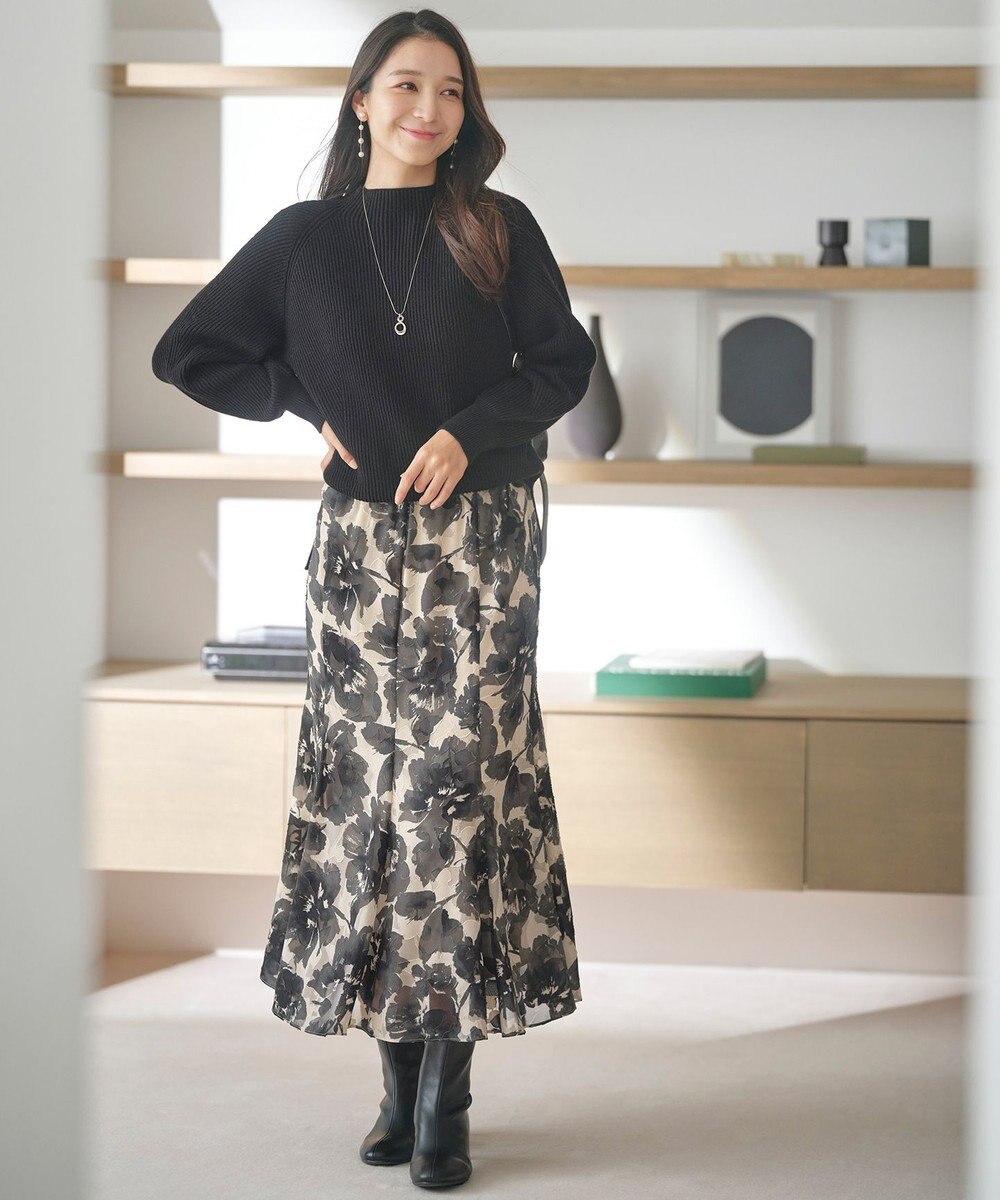 ANY SIS 【洗える】アートフラワープリント スカート 