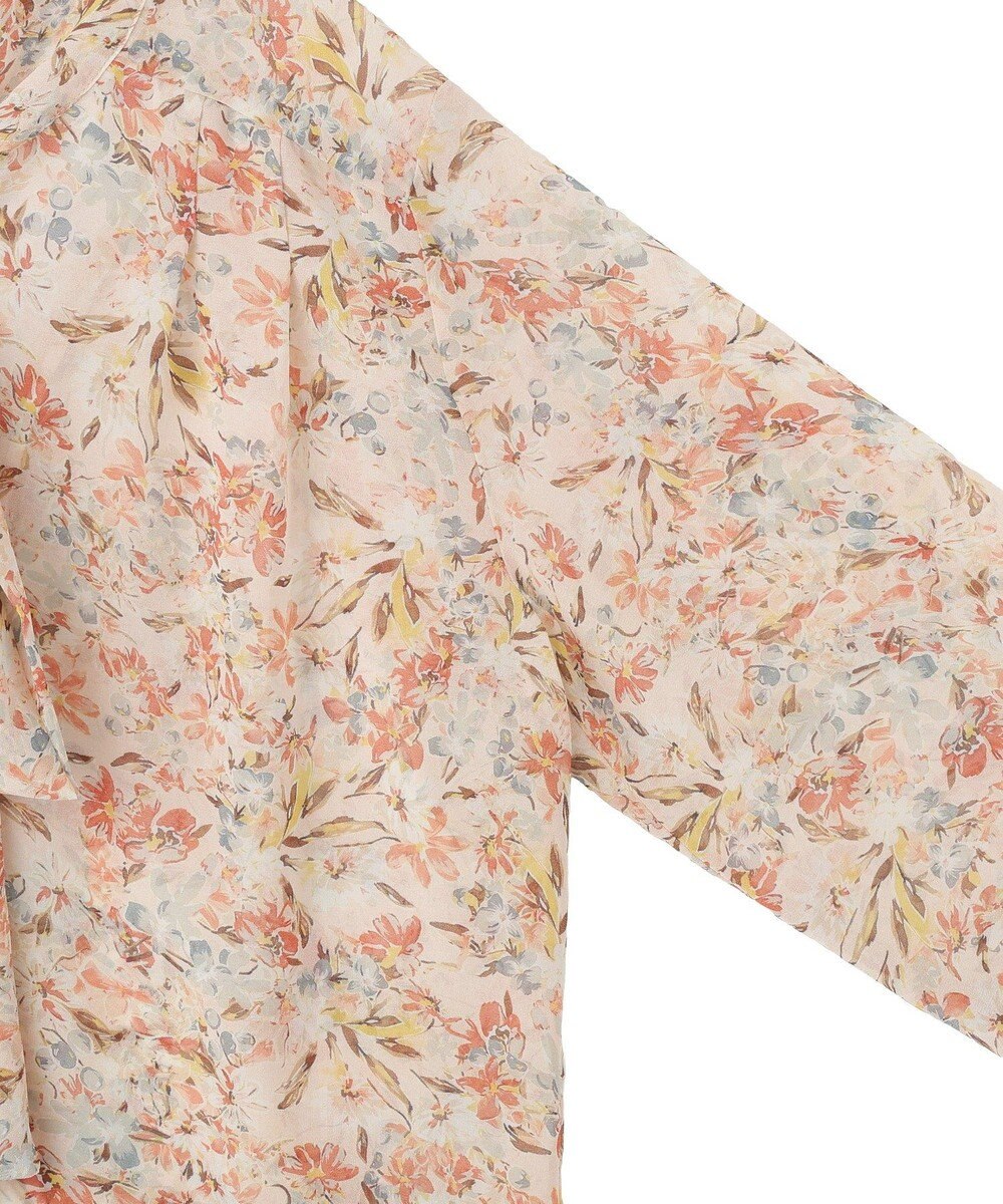 YECCA VECCA フラワー柄シアーボウタイブラウス 
