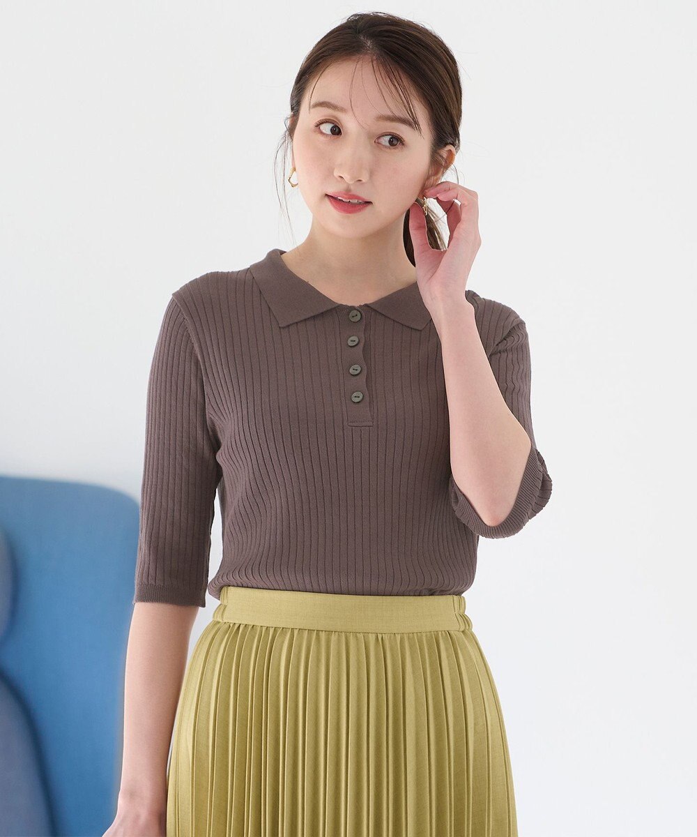 ANY L 【洗濯機可能】ポロカラーニット 