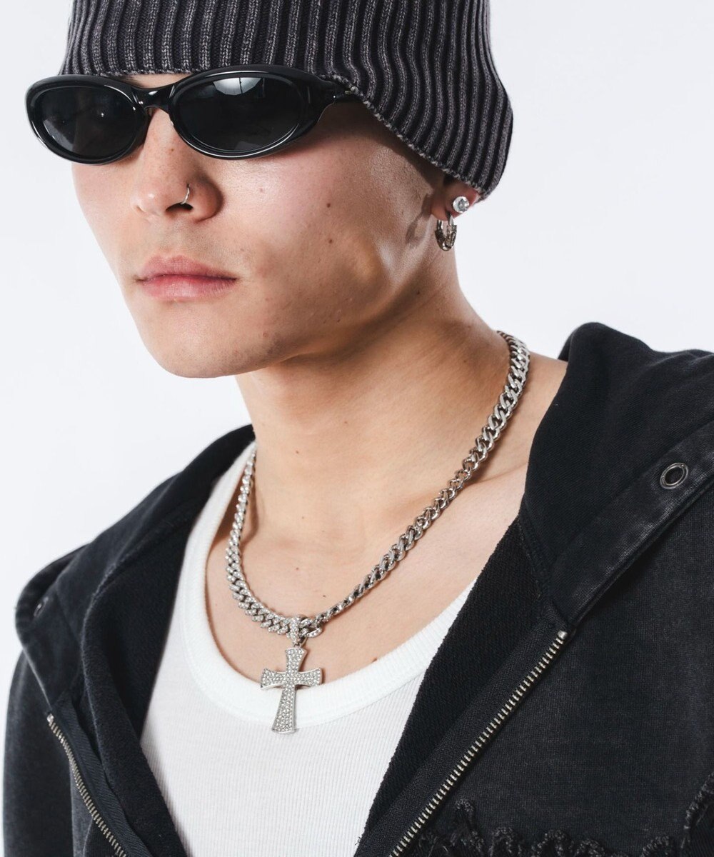 WEGO Mモチーフラインストーンネックレス 