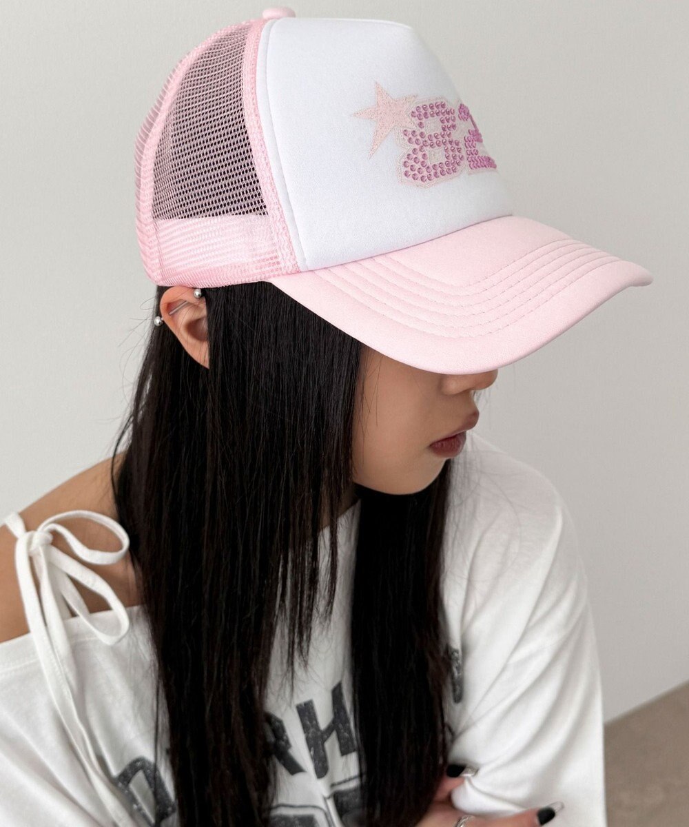 WEGO ナンバリングラインストーンメッシュキャップ 