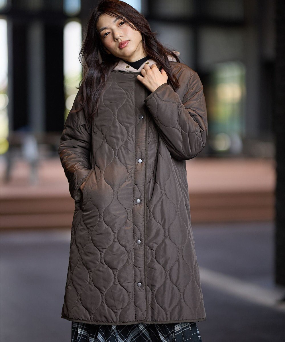 ANY L 【マフラー付き】キルトリバーシブルコート 