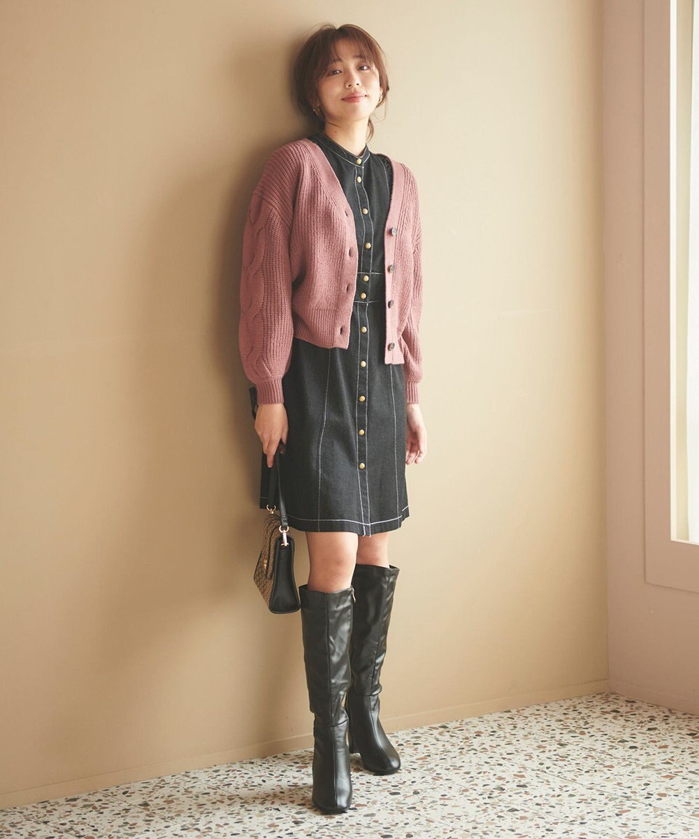 Feroux 【洗える】デニムミディ ワンピース 