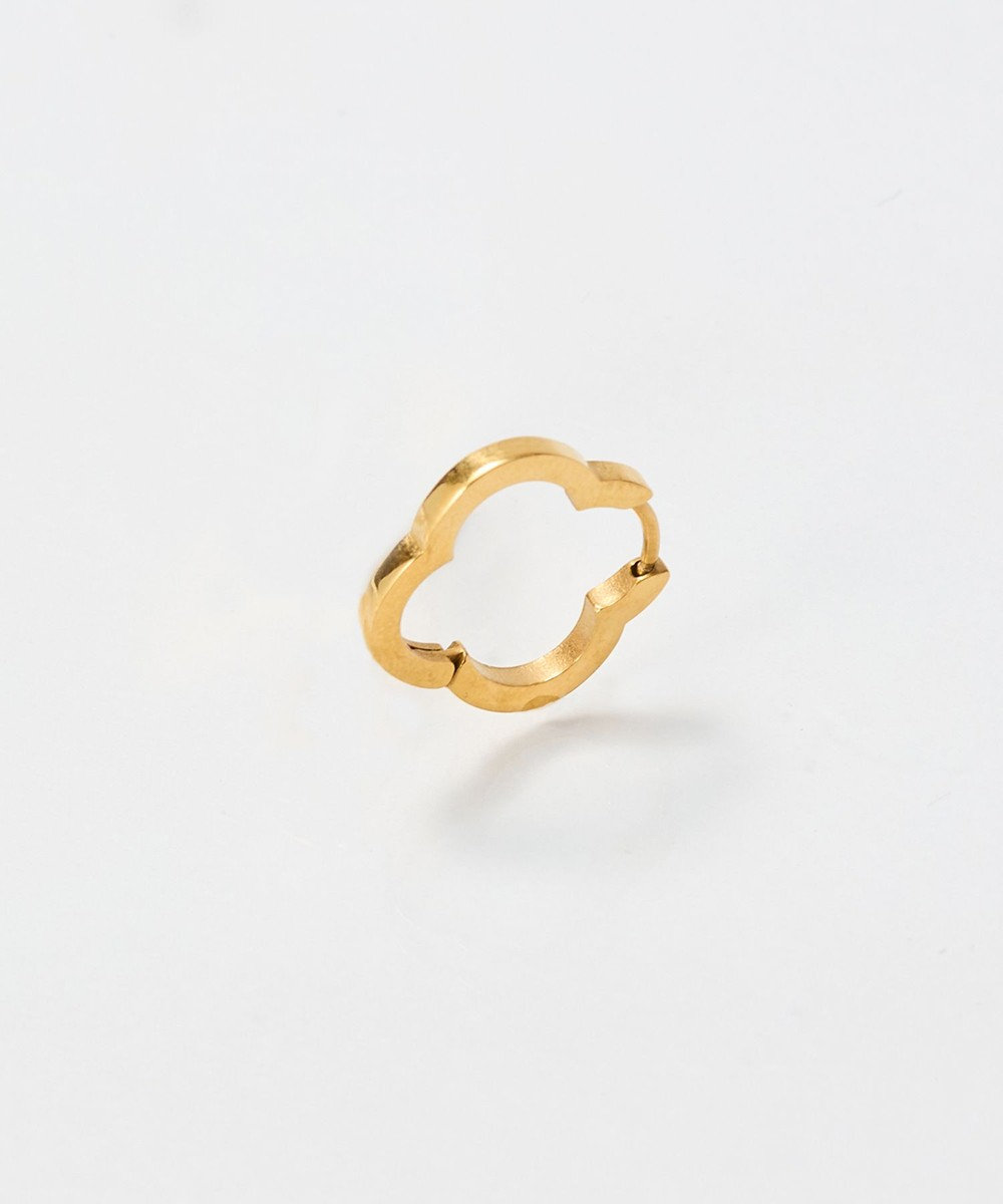 Phoebe 【金属アレルギー対応】フラワーワンタッチフープピアス　ゴールド/サージカルステンレス（片耳） 