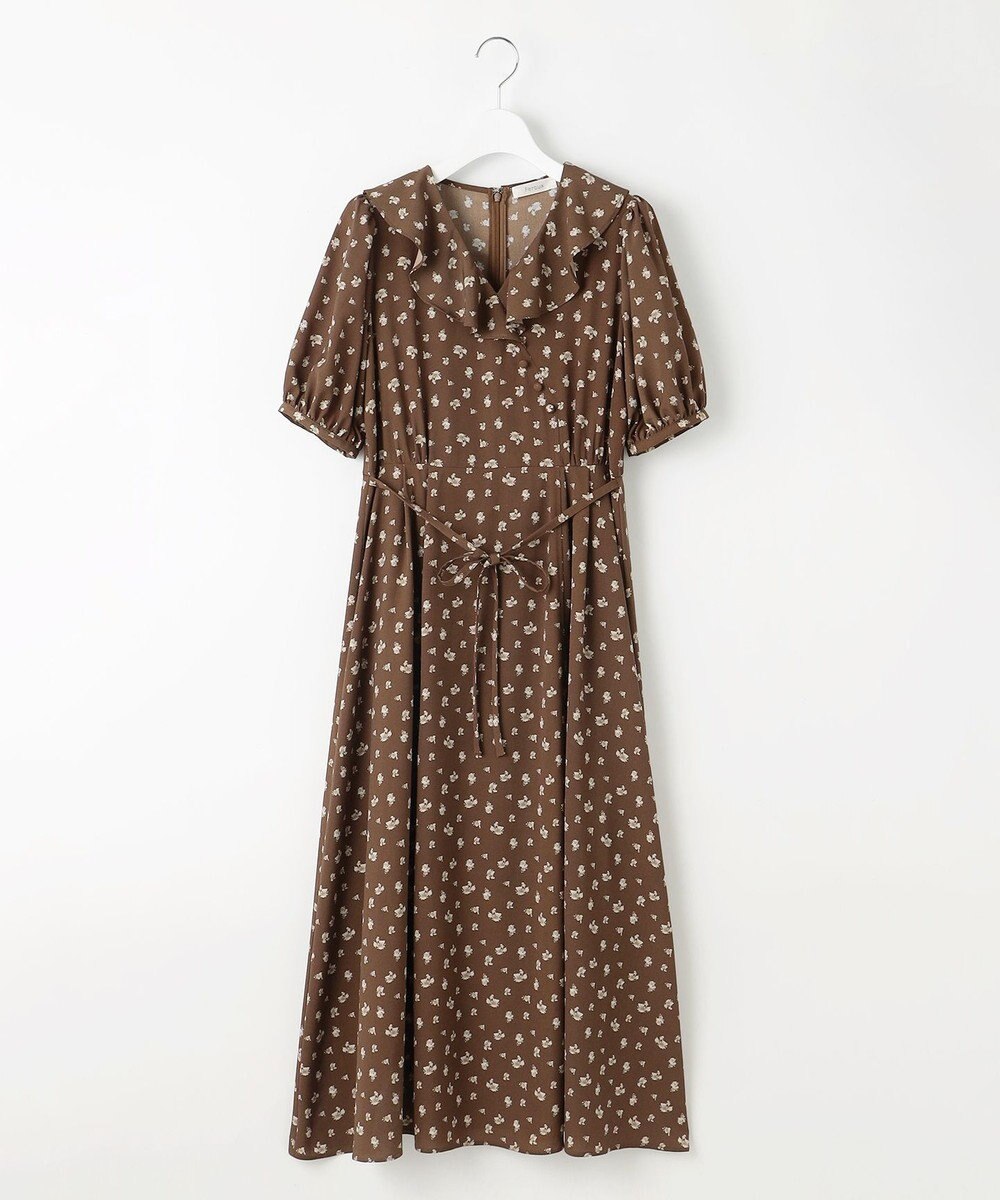 Feroux カシュクールデザイン 小花プリントワンピース 