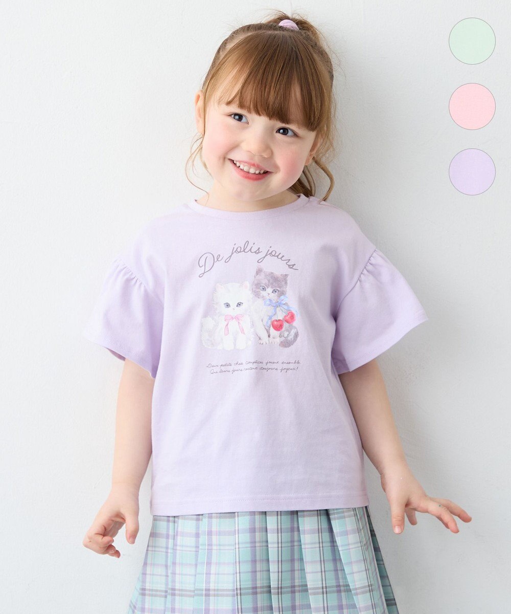ANY KIDS 【綿100%】ドロップショルダー アニマルプリントTシャツ 