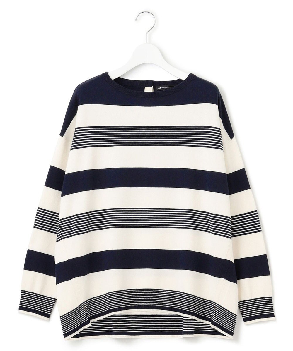 23区 L 【洗える】ウールコットンストレッチ オーバーサイズ ニット 