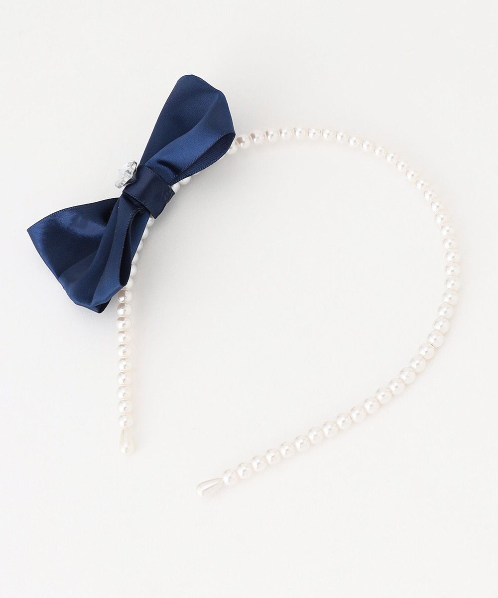 ANY KIDS サテンリボン×パール キッズカチューシャ 