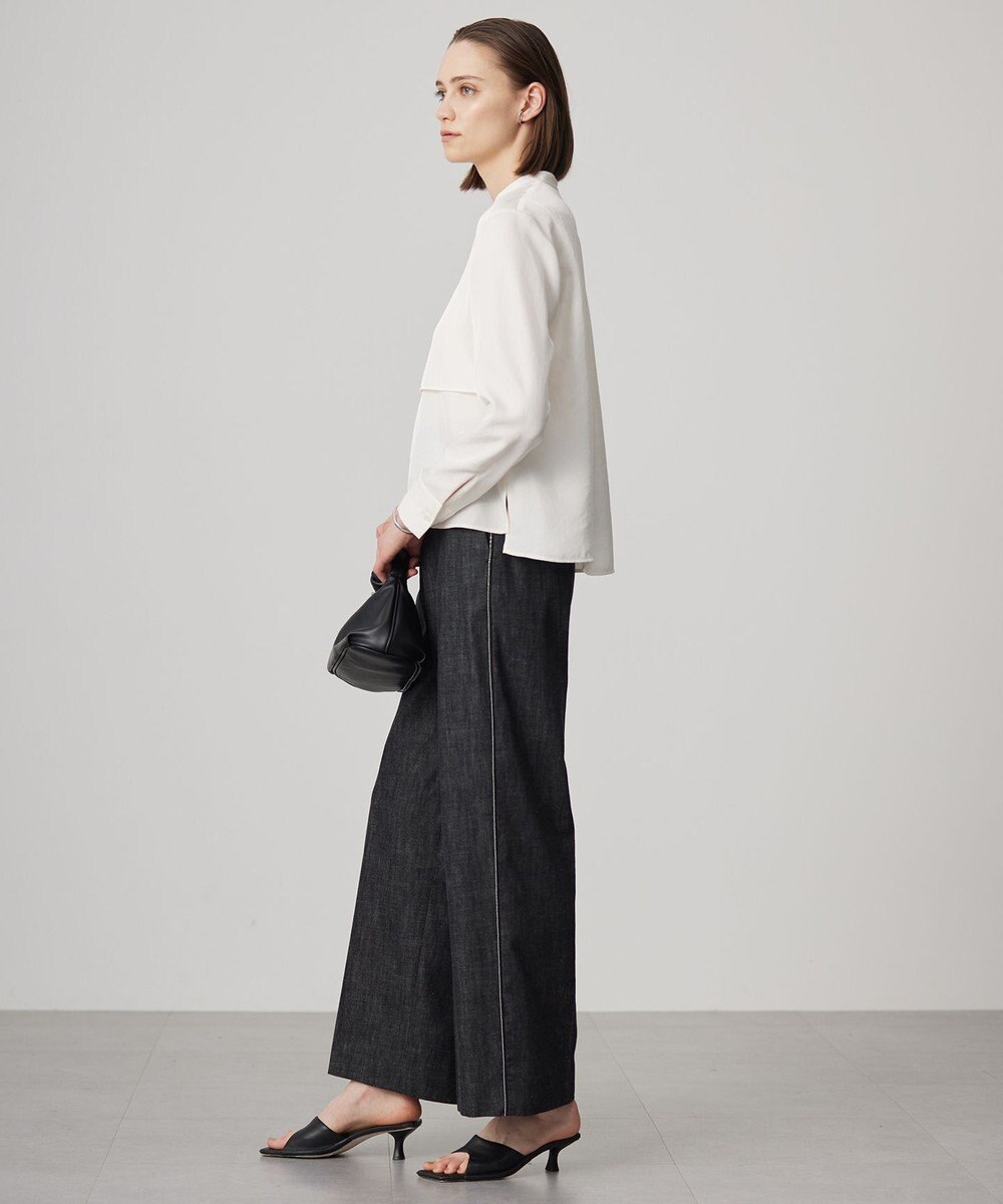 ICB 【洗える】 コットンリアクティブデニム ワイドストレートパンツ 