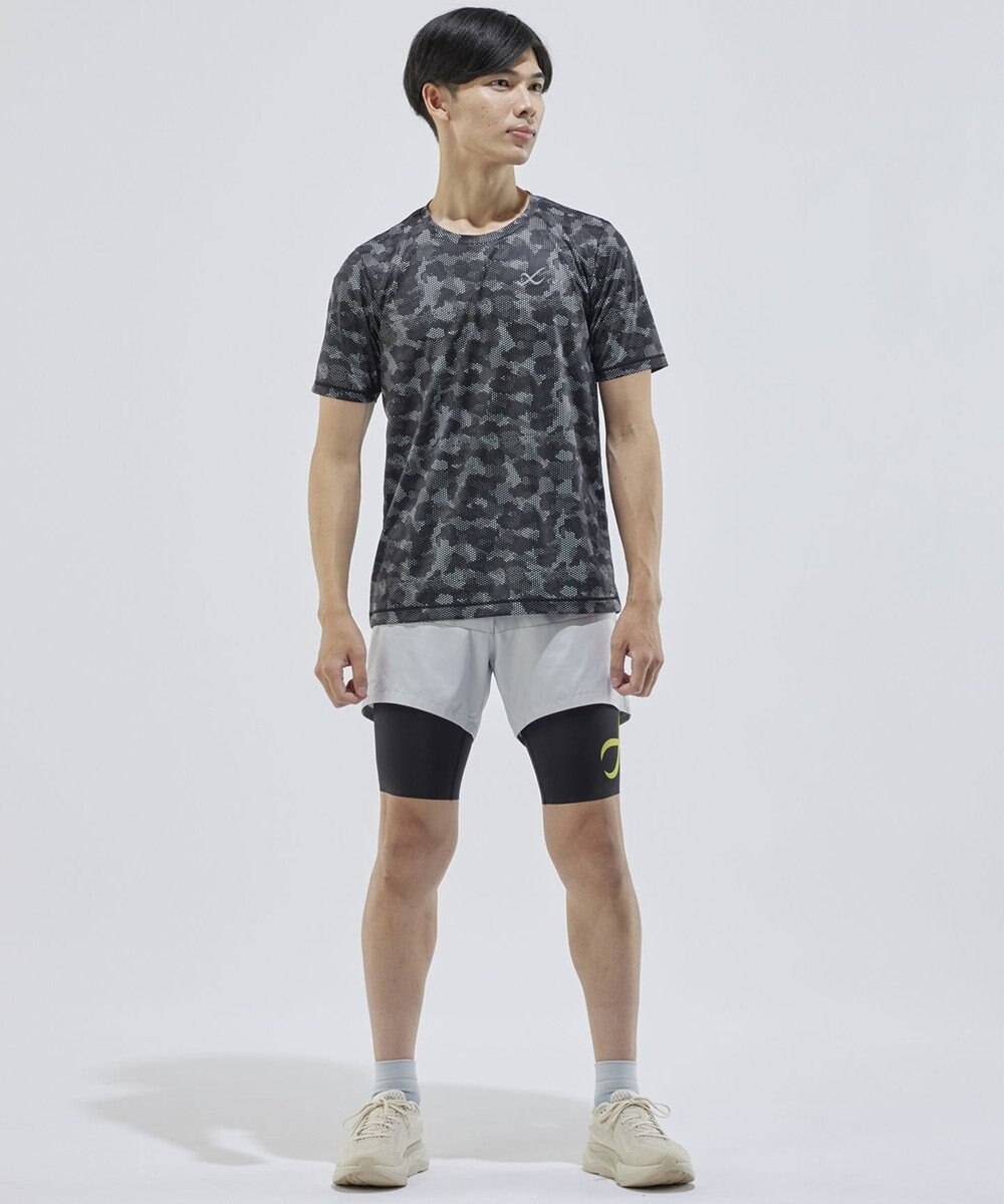 CW-X 【MEN】 CW-X トップス 【薄軽ランニングシャツ】 半袖 3分袖 Ｕネック 吸汗速乾性(本体) メンズ DLO155 /ワコール 