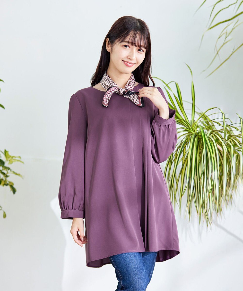 Tiaclasse 【洗える・スマート裏起毛】アシメタックチュニックブラウス 