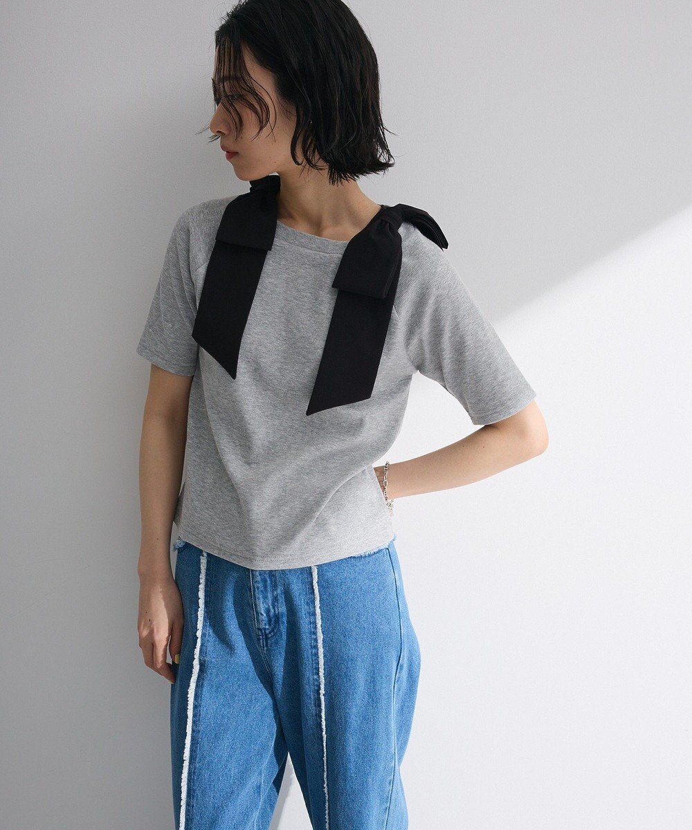 Green Parks ・ｓｗｉｎｇ　ｂｙ　ショルダーリボンリブカットソー 