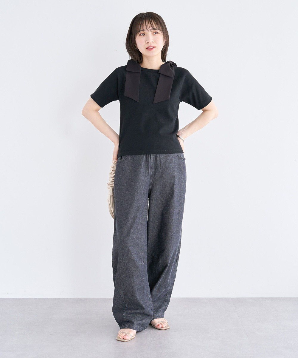 Green Parks ・ｓｗｉｎｇ　ｂｙ　ショルダーリボンリブカットソー 