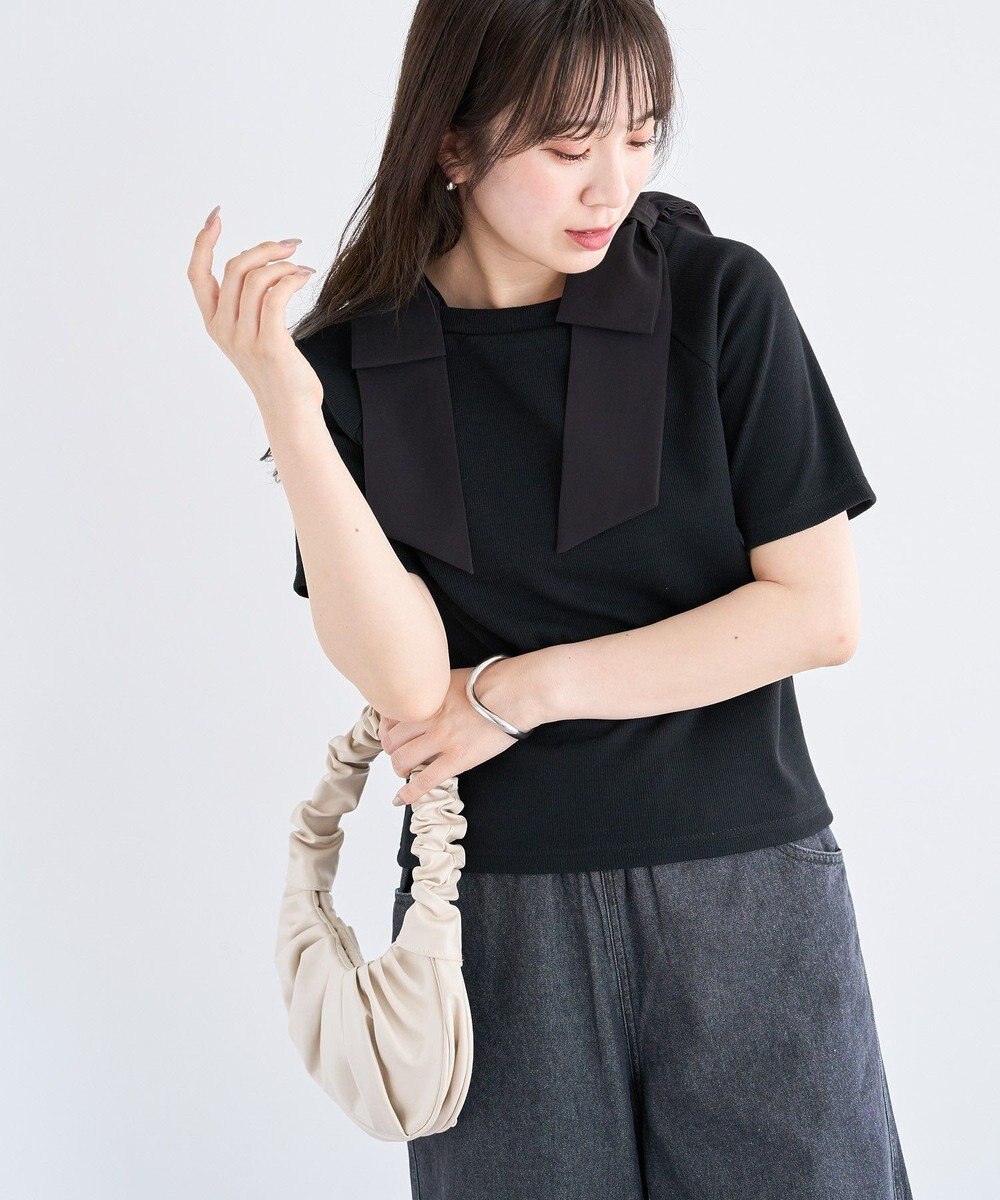 Green Parks ・ｓｗｉｎｇ　ｂｙ　ショルダーリボンリブカットソー 