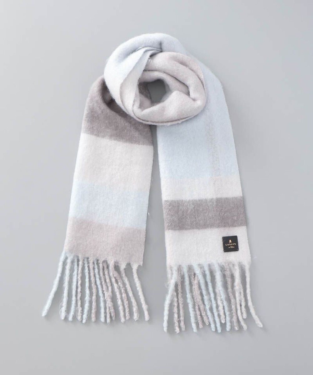 AURORA 【 LANVIN en Bleu （ランバン オン ブルー）】モコモコカラーブロックマフラー(WASH) 