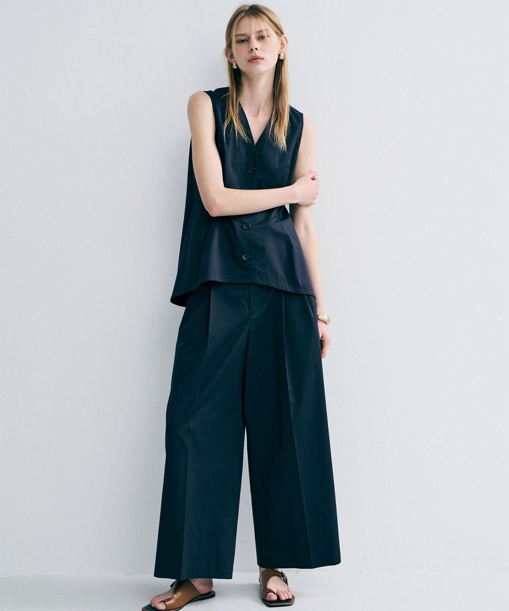 uncrave コットンクロスプレーン ワイドトラウザー 