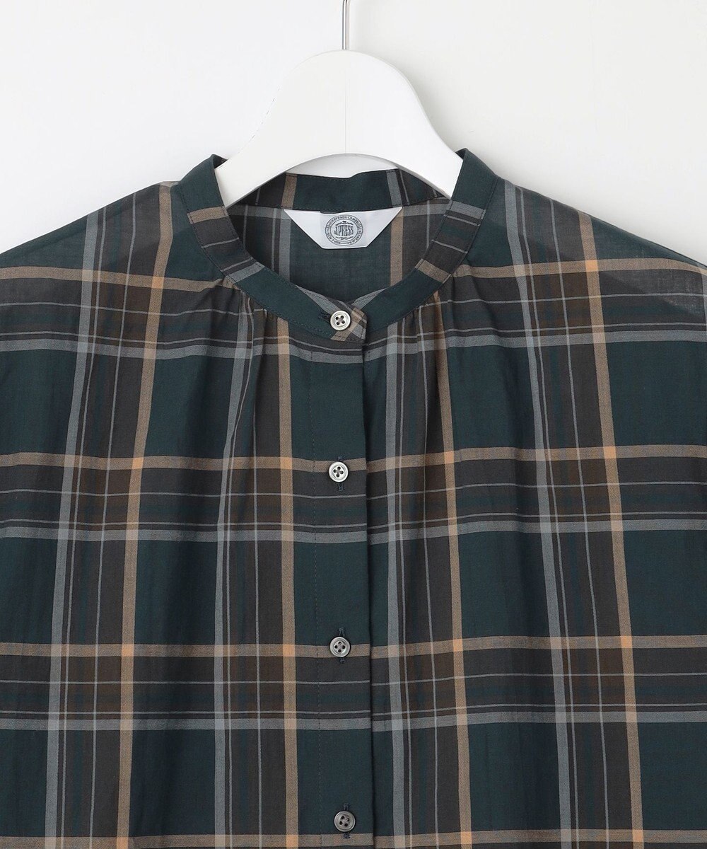 J.PRESS LADIES 【洗える】シアーマドラス バンドカラー ブラウス 