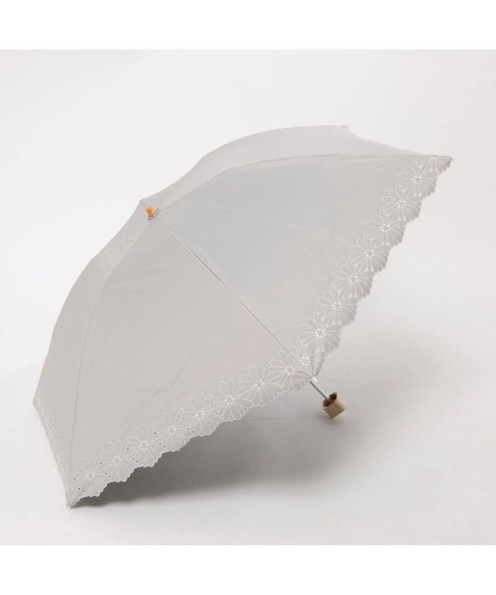 UNBILLION UV カット率99％以上  カシュネ cachenez / PUフラワーポーラー刺繍3段折りたたみ傘 