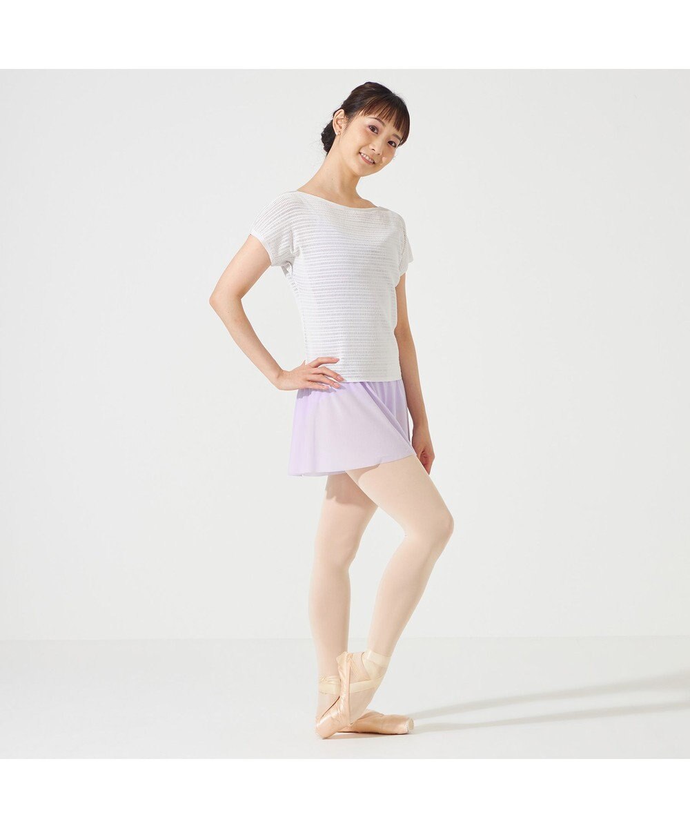 Chacott 【ノーソーイングニット】ボートネックメッシュTシャツ 